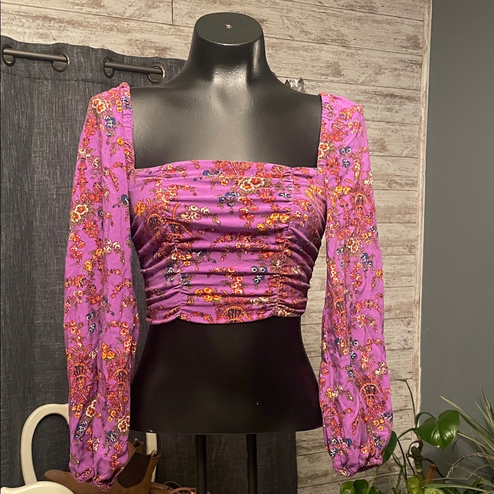 Urban Outfitters Purple Floral Blouse